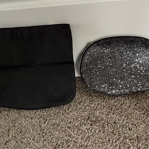 Estee Lauder Handbags - Estée Lauder & Lancôme
Elegant Black and Silver Women's makeup bags/ Clutch Set